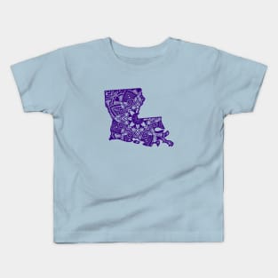 Purple Louisiana State Gift Mandala Yoga LA Art Kids T-Shirt